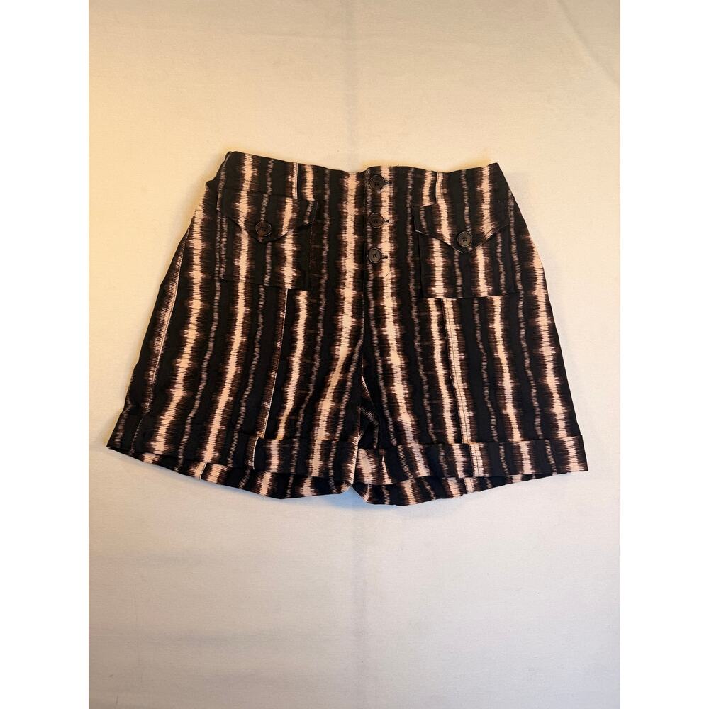 INC International Concepts High Rise Cuffed Shorts Brown Stripe Women’s 8